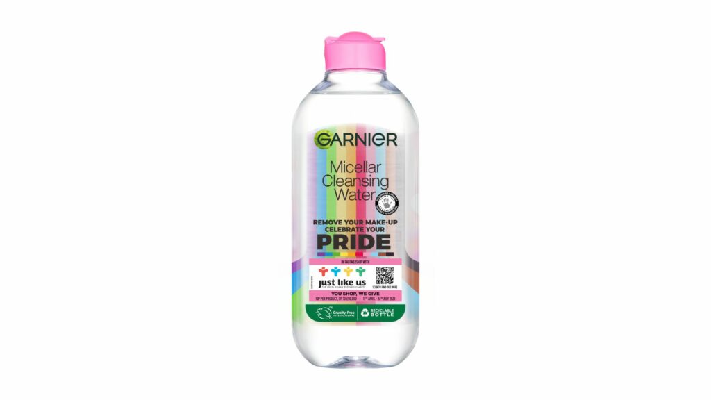 Garnier Pride micellar water bottle