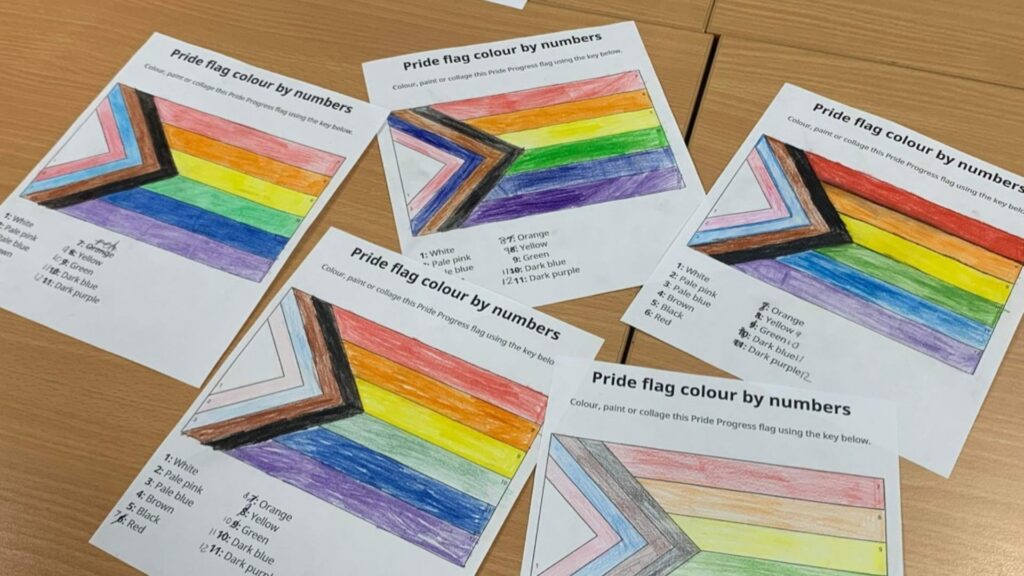Pride flag colour by numbers for School Diversity Week
