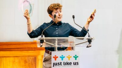 Alexa Rusakoff accepts Ambassador of the Year at the Just Like Us Awards